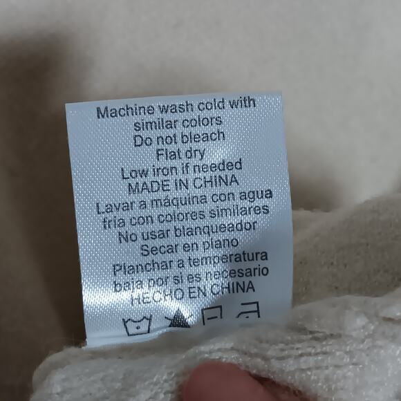 On Twelfth Sweater Top Size Large Beige Knit High Neckline Balloon Sleeves - Picture 10 of 12